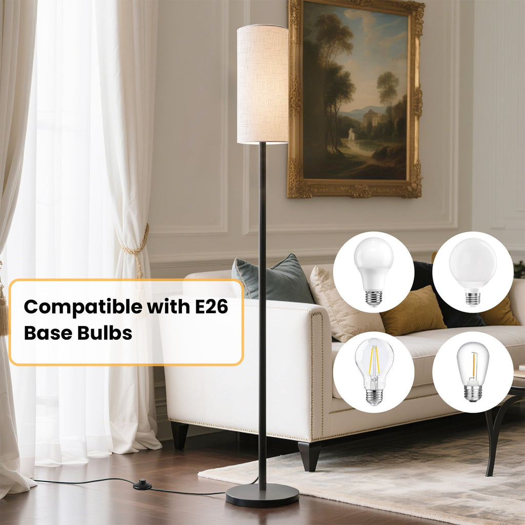 DAYBETTER LED Floor Lamps, 3 Colors Temperature, 9W LED Bulb, Modern Standing Lamps with Lampshade, for Living Room Bedroom Office
