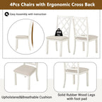 Llinc Store 5-Piece Round Dining Table Set For 4 With Upholstered Chairs, Walnut Table/Beige Chairs