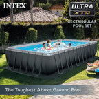 INTEX Ultra XTR Above Ground Pool 24ft x 12ft x 52in With 2 Floating Recliners And Mega Chill II Cooler