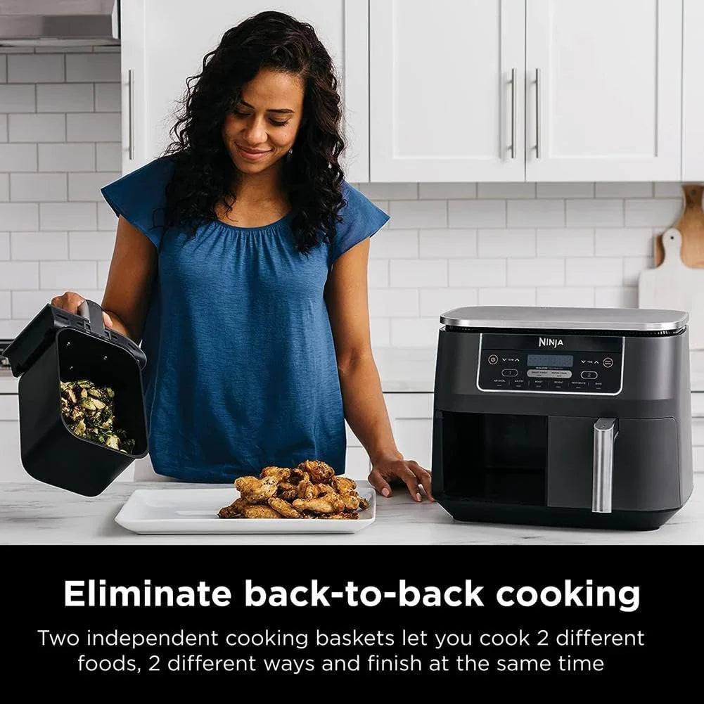 Ninja Foodi 10 QT 6-in-1 DualZone Smart XL Air Fryer, 2 Independent 5 QT Baskets, Grey - DZ550