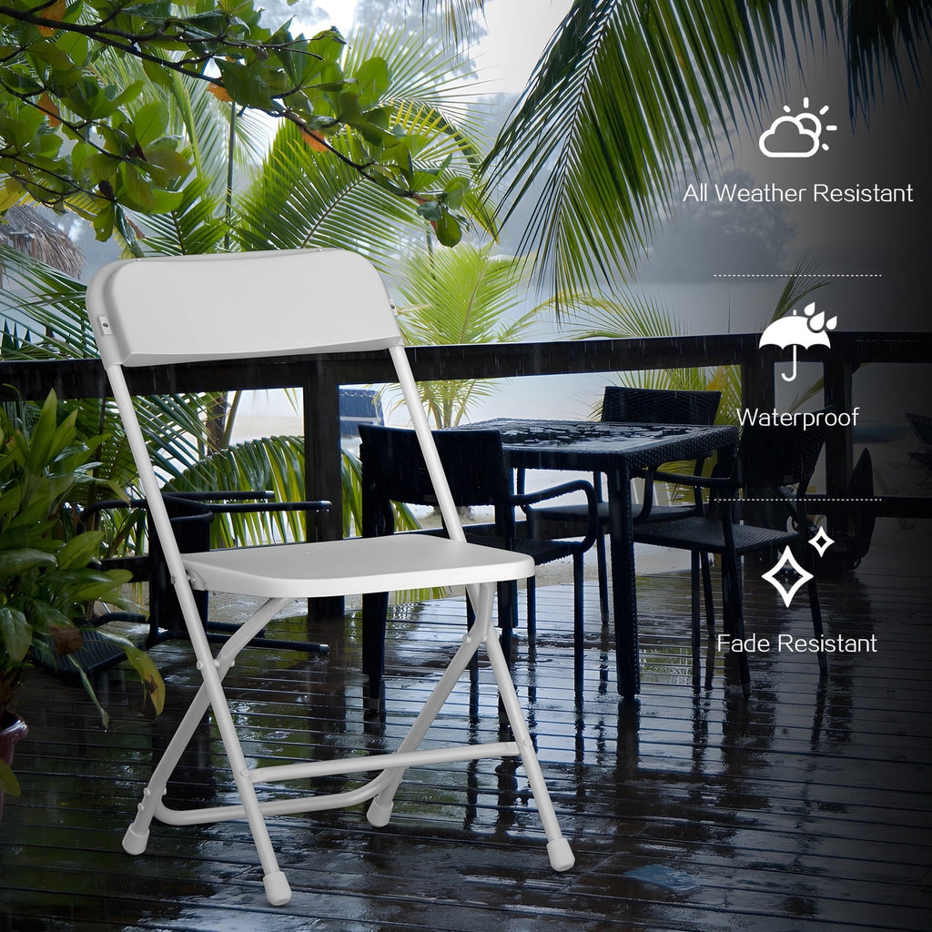 Capri White Plastic Folding Chair 10 Pack with Steel Frame, Hold up to 350 lbs, Indoor Outdoor Portable Stackable Event Chair Commercial Seat for