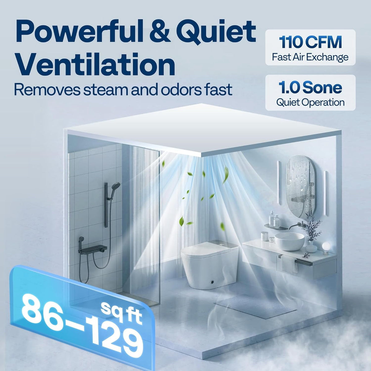 SPECSTAR AutoFlow Bathroom Exhaust Fan with Humidity Sensor 110CFM - Energy-Saving EC Motor,10.2-inch Ceiling Retrofit Bath Fan, No Attic Access