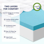 COOLHUT 4-Inch Dual Layer Gel Memory Foam Mattress Topper, King Size, White