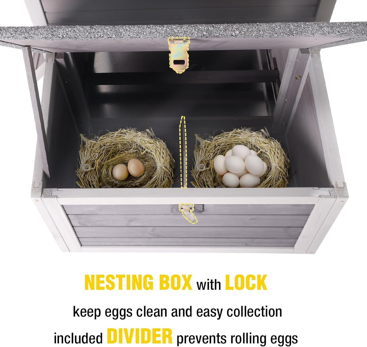 Aivituvin 40.94" Chicken Coop with Nesting Box, Weatherproof Hen House with Leakproof Pull-Out Tray, Poultry Coops for Chickens, Duck & Quail