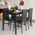 5 Piece Dining Table Set, Modern Faux Marble Tabletop and 4 PU Leather Upholstered Chairs, Rectangle Kitchen Table and Chairs for 4 Persons, Small