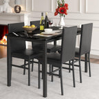 5 Piece Dining Table Set, Modern Faux Marble Tabletop and 4 PU Leather Upholstered Chairs, Rectangle Kitchen Table and Chairs for 4 Persons, Small