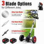 FOUKUS Cordless Weed Wacker Battery Powered - 800W Electric Grass Trimmer Edger Mower with Wheels - Lightweight Brush Cutter Tool for Lawn Care