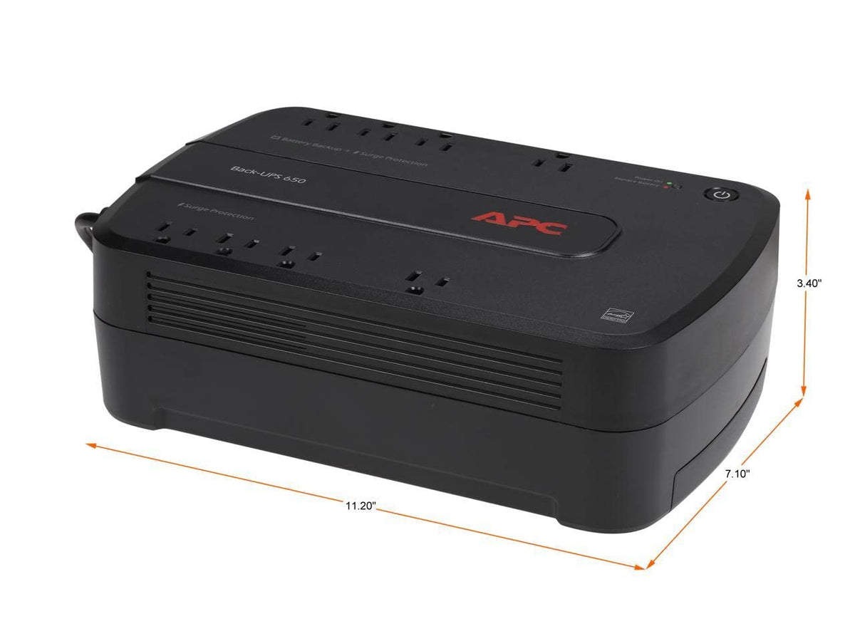APC Battery Backup 650VA/390W Uninterruptible Power Supply for PC, BE650G1