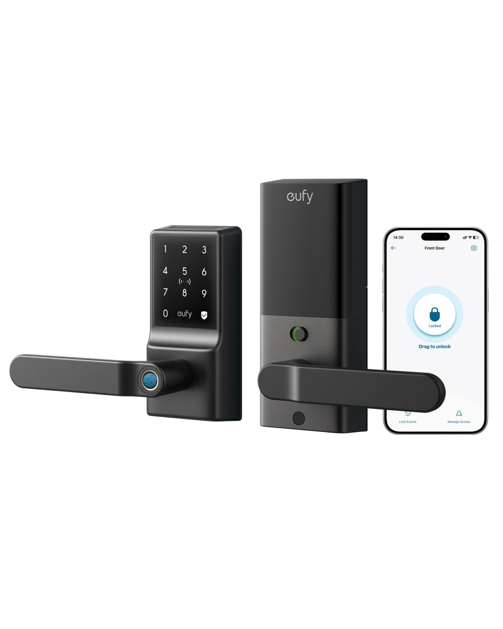 eufy Security Smart Lock C33, Keypad Door Lock with Handle, Built-in Wi-Fi