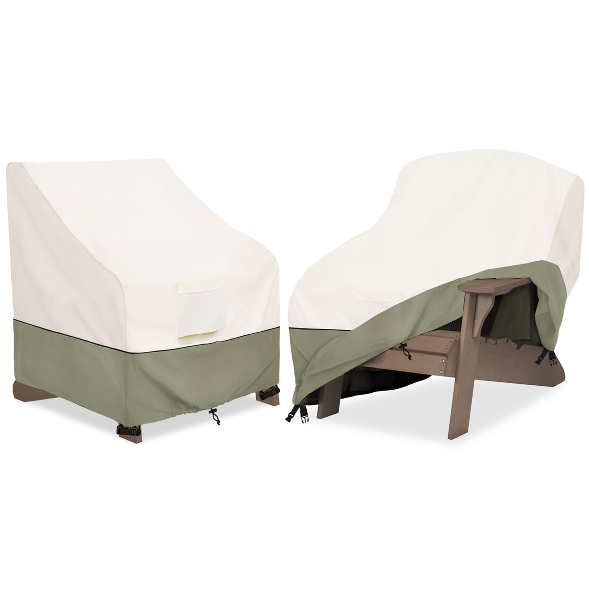 Waterproof 2 Pack Patio Adirondack Chair Cover for Outdoor Chair Size Up to 32W x 35D x 36H inch,Outdoor Lawn Patio Furniture Covers (Beige)