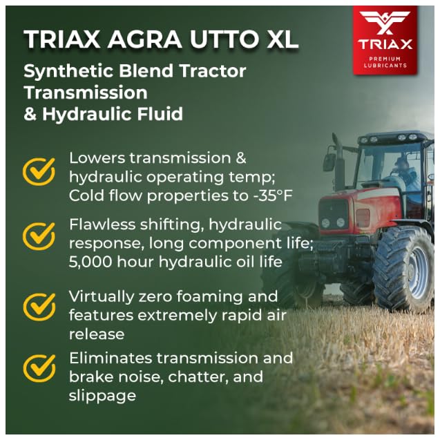 TRIAX Agra UTTO XL GL-4 Synthetic Blend Tractor Hydraulic, Transmission, Differential Fluid - All OEM Compatible with John Deere, Kubota, Massey
