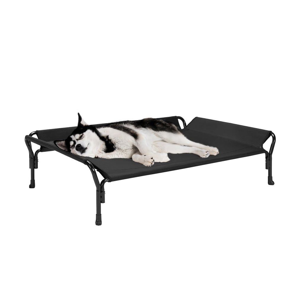 Veehoo Cooling Elevated Dog Bed, Raised Dog Cot with Guardrail & Headrest