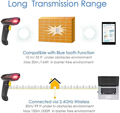 NETUM 2D Barcode Scanner, Compatible with 2.4G Wireless & Bluetooth & USB Wired Connection, Connect Smart Phone, Tablet, PC, 1D Bar Code Reader Work