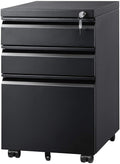 DEVAISE 3 Drawer File Cabinet with Lock, Fully Assembled Except Casters