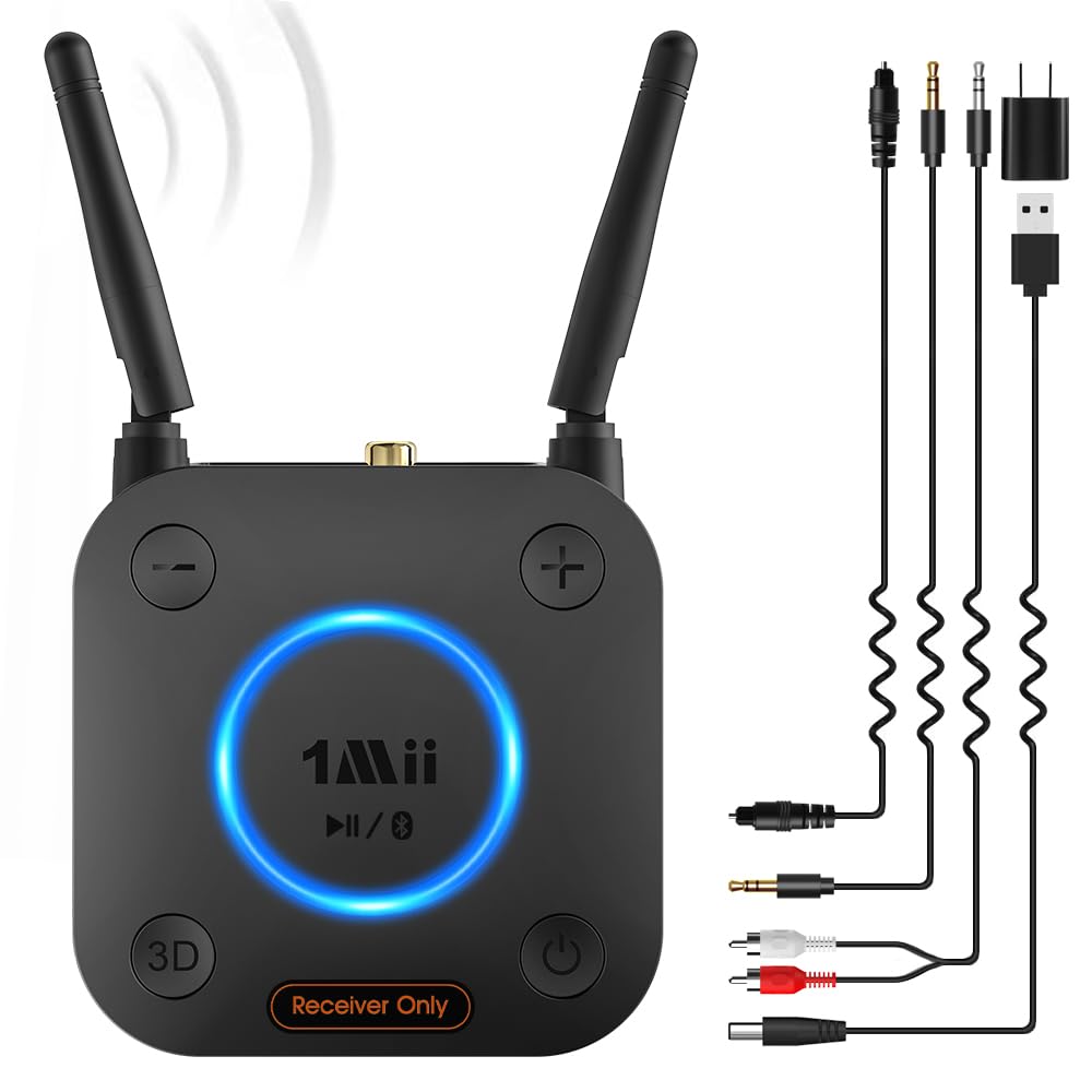 [Upgraded] 1Mii B06Pro Long Range Bluetooth Receiver, HiFi Wireless Audio Adapter, Bluetooth 5.3 Receiver with 3D Surround aptX HD Low Latency