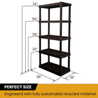 Hyper Tough 5-Tier Shelving Unit, W36 x D18 x H74in, Black, Pack Of 2