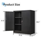 Metal Storage Cabinet, Locking Storage Cabinet with Adjustable Shelves, 36.2" H Steel Cabinet for Garage, Home, Office, Utility Room-Black