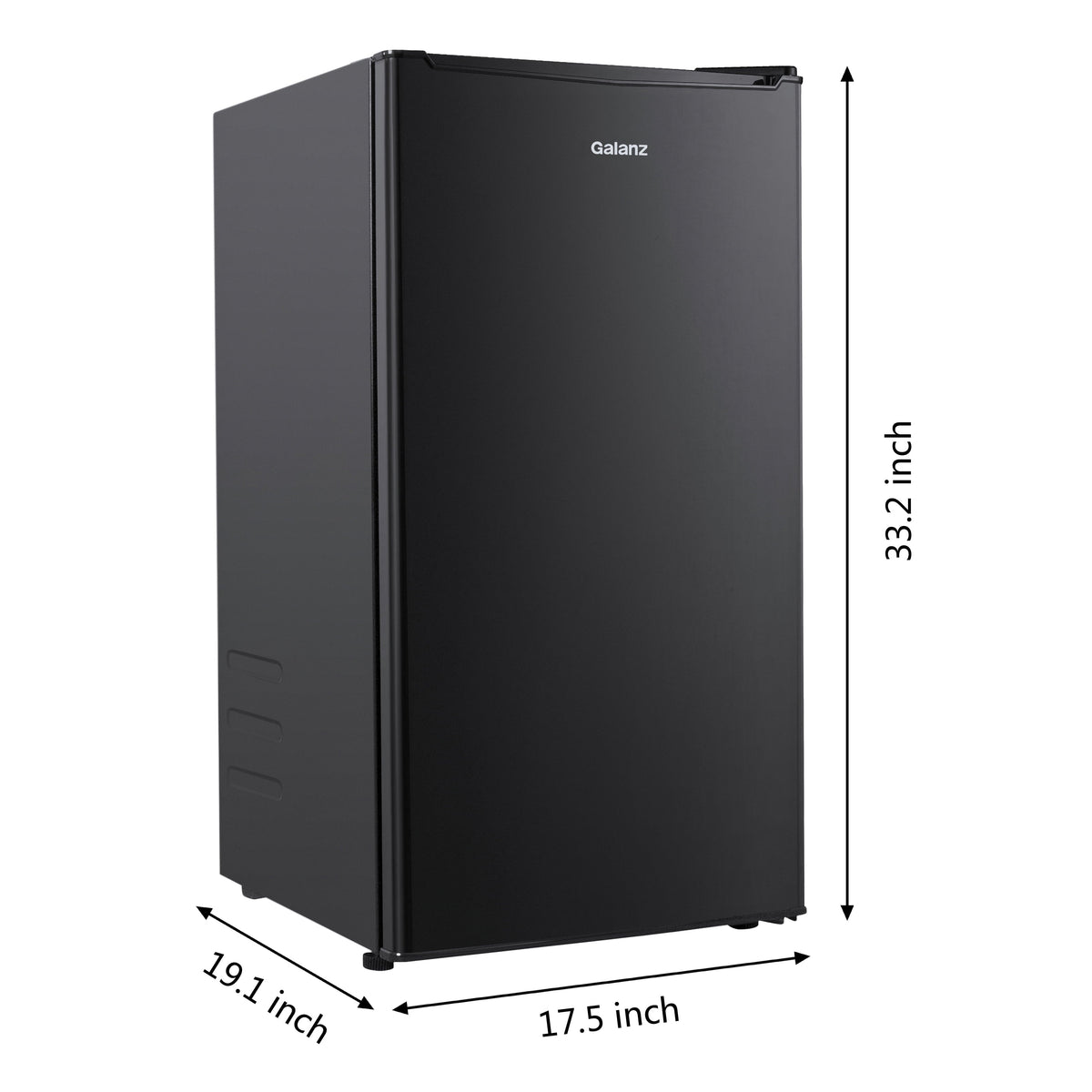 Galanz 3.3 Cu Ft Compact Refrigerator, Black One Door Mini Fridge, Energy Star for Apartment, Dorm, Office, Bedroom