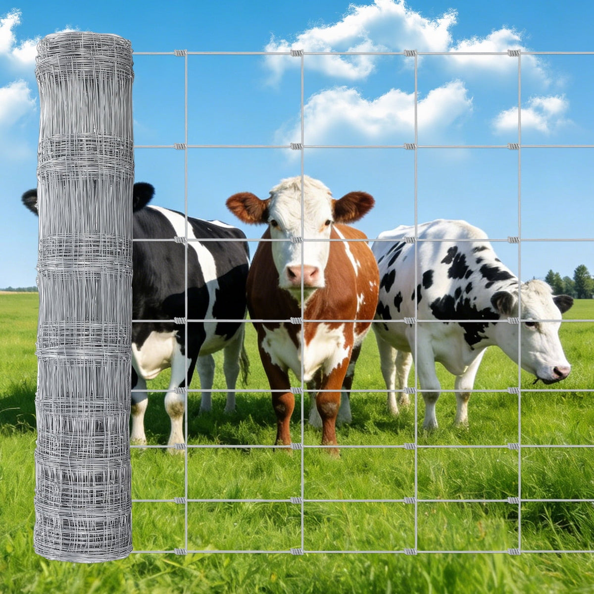 4 ft x 328 ft Farm Fence, High Strength Galvanized Cattle Fence, Heavy Zinc Coating Wire Fence for Hog, Deer, Goat, Sheep, All Weather Resistance
