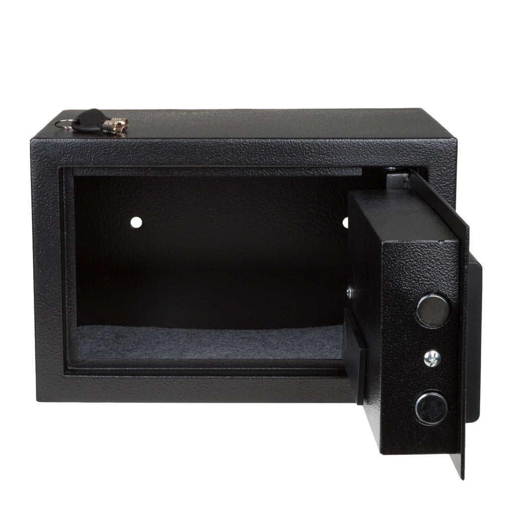 Stalwart Fire Resistant Steel Digital Safe Box with Keypad, Anti-theft Alarm and Manual Override Keys, Black