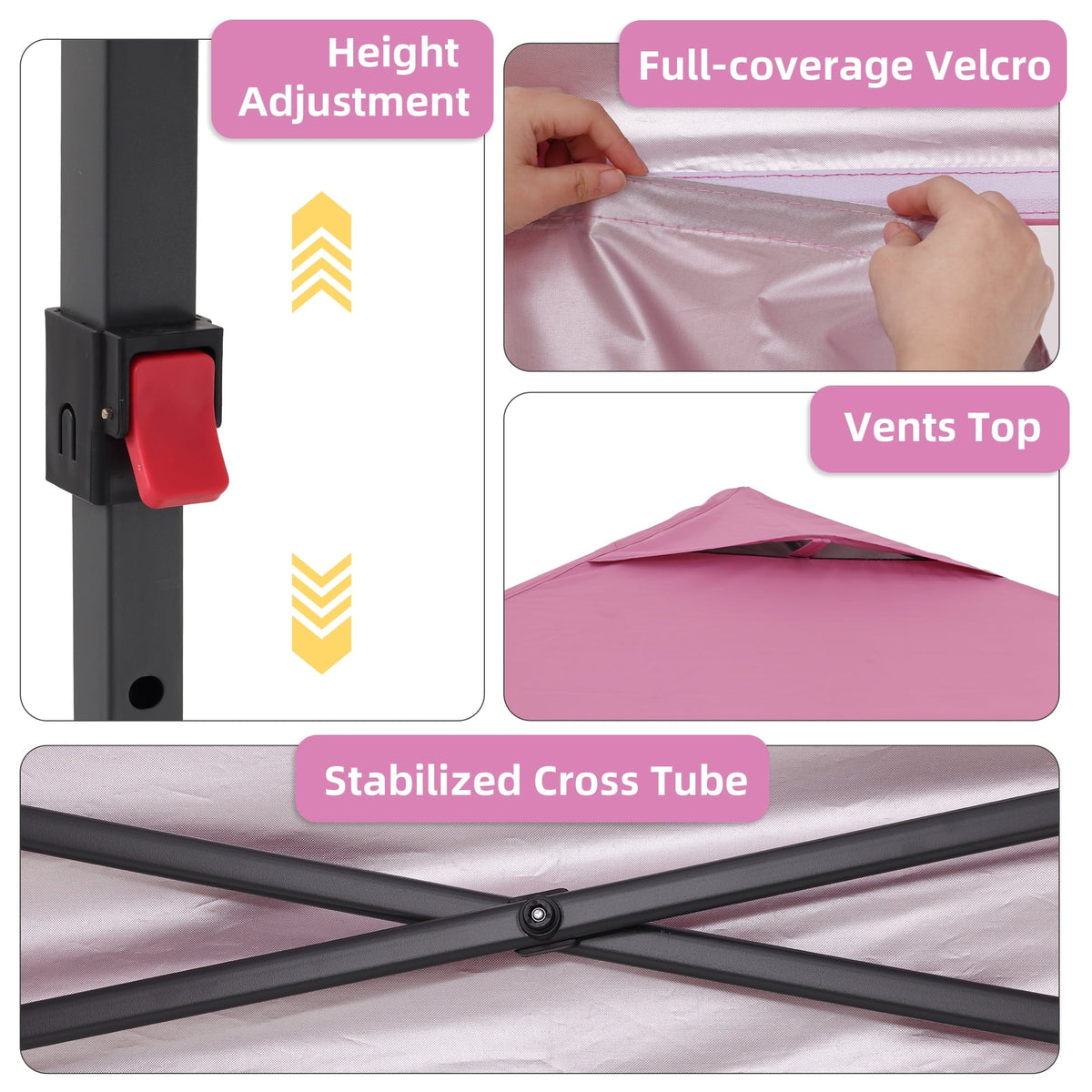 Ainfox 10'x10'Pop Up Canopy Tent 4 Removable Walls Windproof UV Shelter Outdoor,Pink