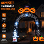 BEEPRINCESS 10FT Halloween Inflatable Arch for Outdoor Decor, LED Lighted Scary Archway with Ghost & Pumpkin, Blow Up Yard Decoration for Haunted
