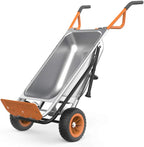 Worx 8-in-1 Aerocart Metal Garden Cart, Wheelbarrow And Dolly, Orange, Black And Silver - WG050