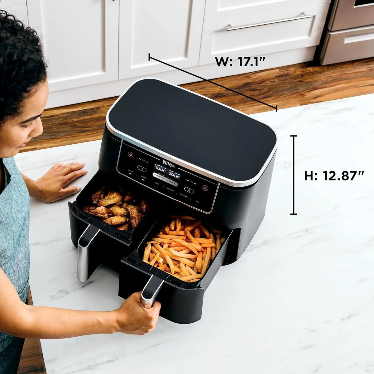 Ninja Foodi 10 QT 6-in-1 DualZone Smart XL Air Fryer, 2 Independent 5 QT Baskets, Grey - DZ550