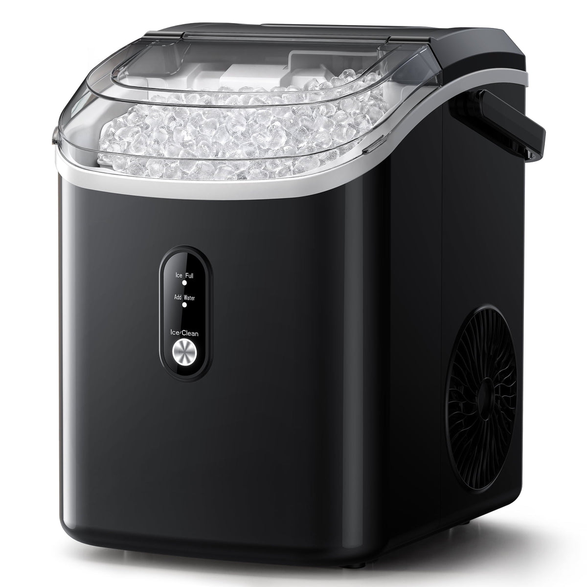 Simzlife 35lbs/24H Nugget Ice Maker Countertop,Portable Pebble Crushed Soft Chewable Ice Maker Machine with Self-Cleaning, Black