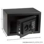 Stalwart Fire Resistant Steel Digital Safe Box with Keypad, Anti-theft Alarm and Manual Override Keys, Black