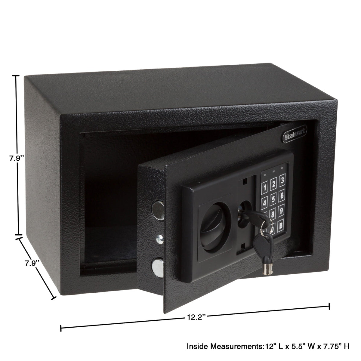 Stalwart Fire Resistant Steel Digital Safe Box with Keypad, Anti-theft Alarm and Manual Override Keys, Black