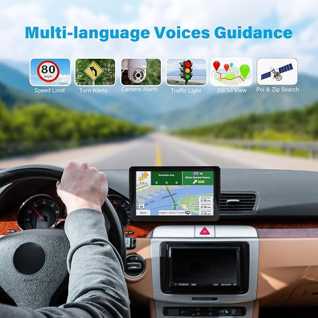 GPS Navigator for Car Truck RV, 9-Inch HD Touchscreen GPS for Car with 2026 Maps Free Lifetime Updates, Voice Turn-by-Turn Guidance, Speed & Red