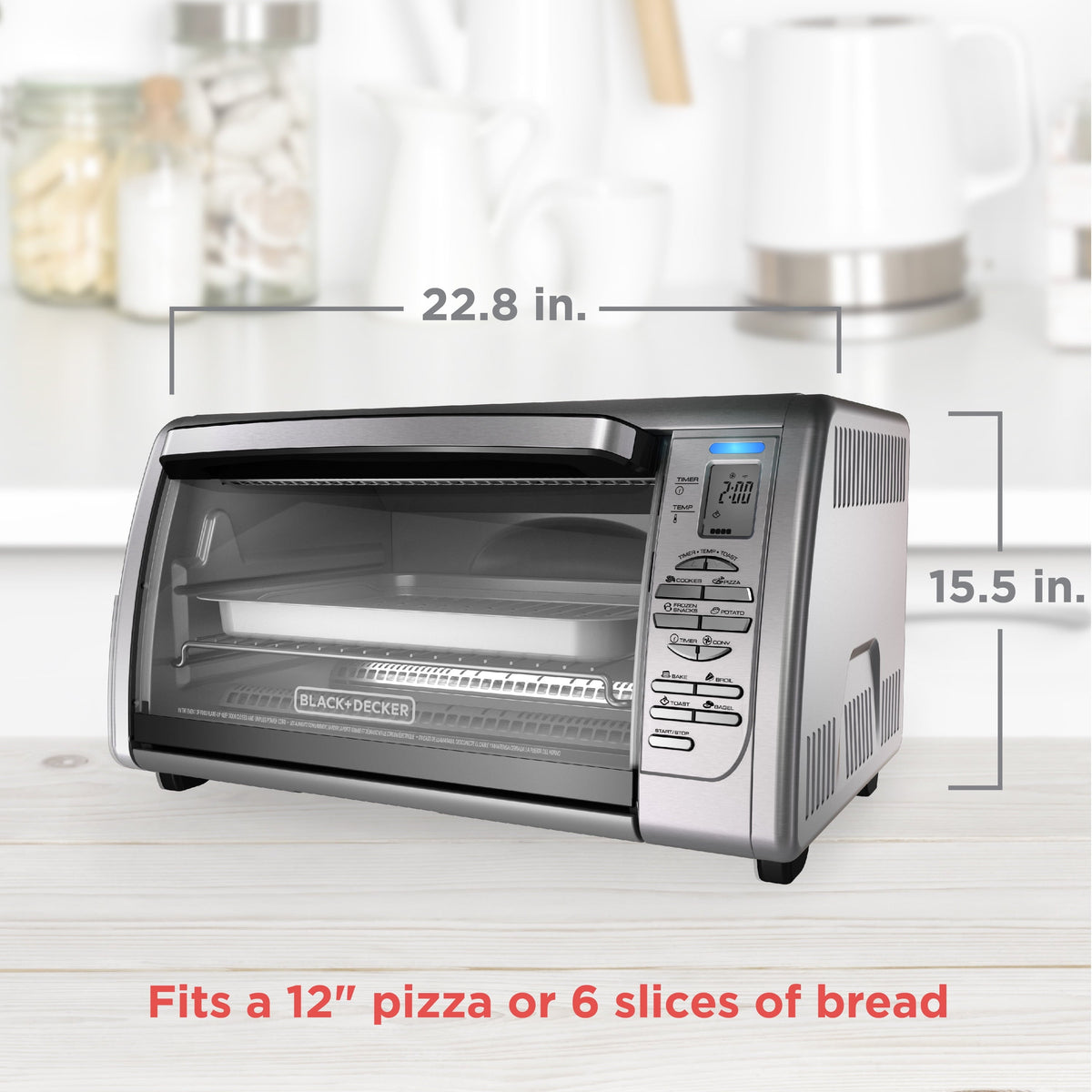 BLACK+DECKER Countertop Convection Toaster Oven, Stainless Steel, CTO6335S