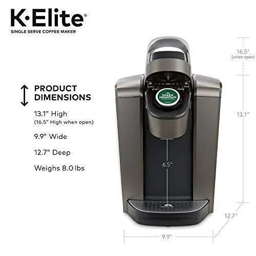 Keurig Single Serve K-Cup Pod Coffee Maker With Iced Coffee Capability, Brushed Slate - K-Elite