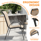 ELPOSUN Patio Chairs Set of 4, Outdoor Stackable Dining Chairs for All Weather, Breathable Garden Outdoor Furniture for Backyard Deck,Khaki