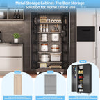 HUAXRON 71 inches Tall Metal Rolling Garage Storage Cabinets with Locking Doors and 5 Adjustable Shelves, Metal Storage Cabinet for Garage, Office