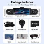 4-Channel Dash Cam with 1080P Front, Inside & Rear Cameras, Night Vision, HDR, G-Sensor, Loop Recording & 24HR Parking Mode