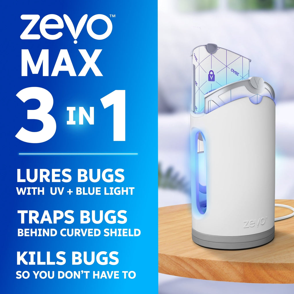 Zevo Max Flying Insect Indoor Fly Trap: Easy, Mess-Free Solution - Light Trap Catches & Kills House Flies, Fruit Flies, Gnats, & More (1 Plug in