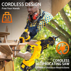 21V Brushless Reciprocating Saw,2×4.0Ah Battery Cordless Power Sawzaw 28mm 3500 SPM High-Performance Saws with 12 Saw Blades, Recíproca for Heavy