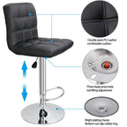 ZENY Bar Stool Set Of 4 With Soft Cushion And Metal Frame - Black