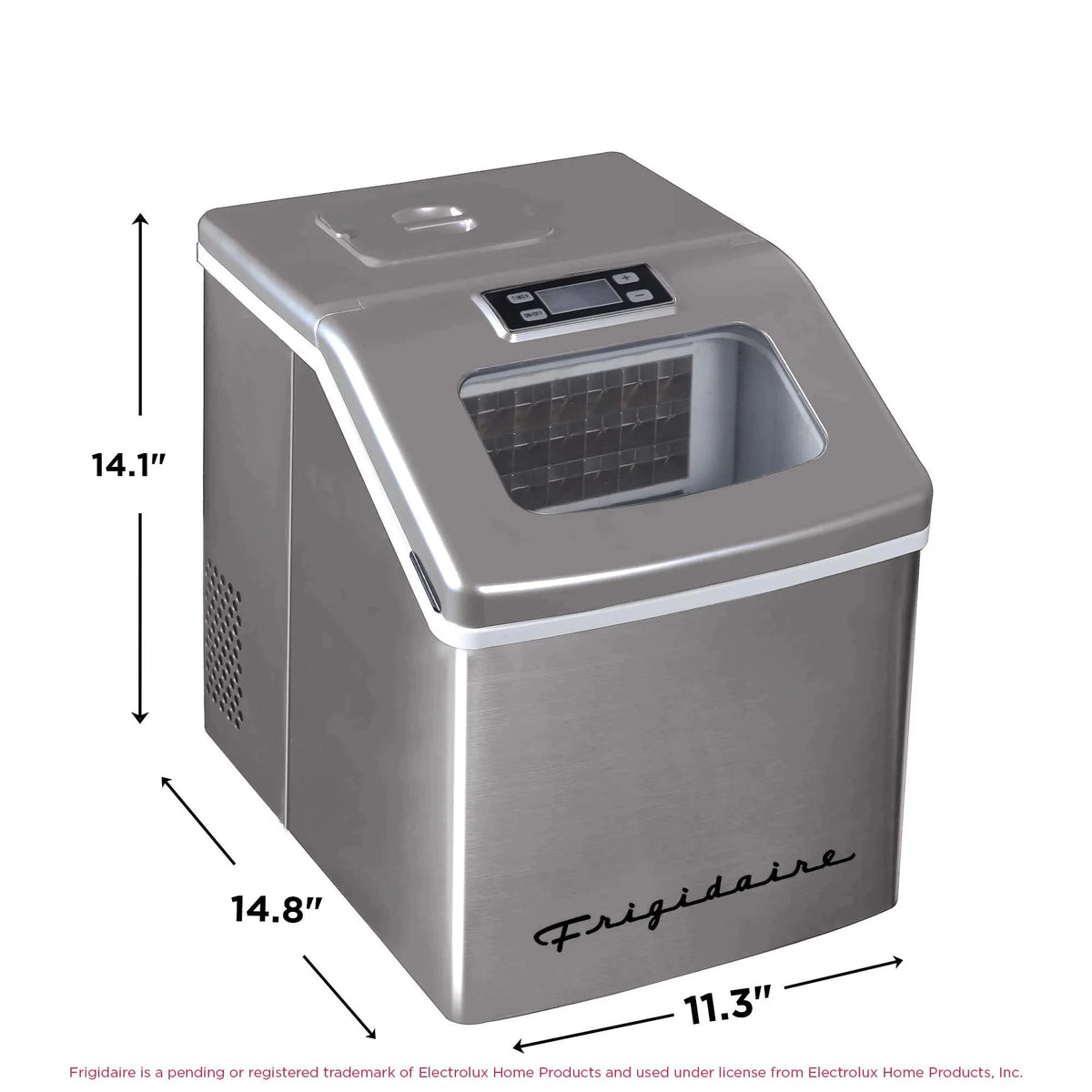 Frigidaire Countertop Clear Square Ice Maker, 40 lbs. Per Day - Stainless Steel