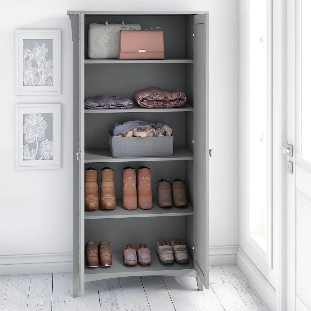 Tall Freestanding Storage Cabinet With Doors And 5 Shelves