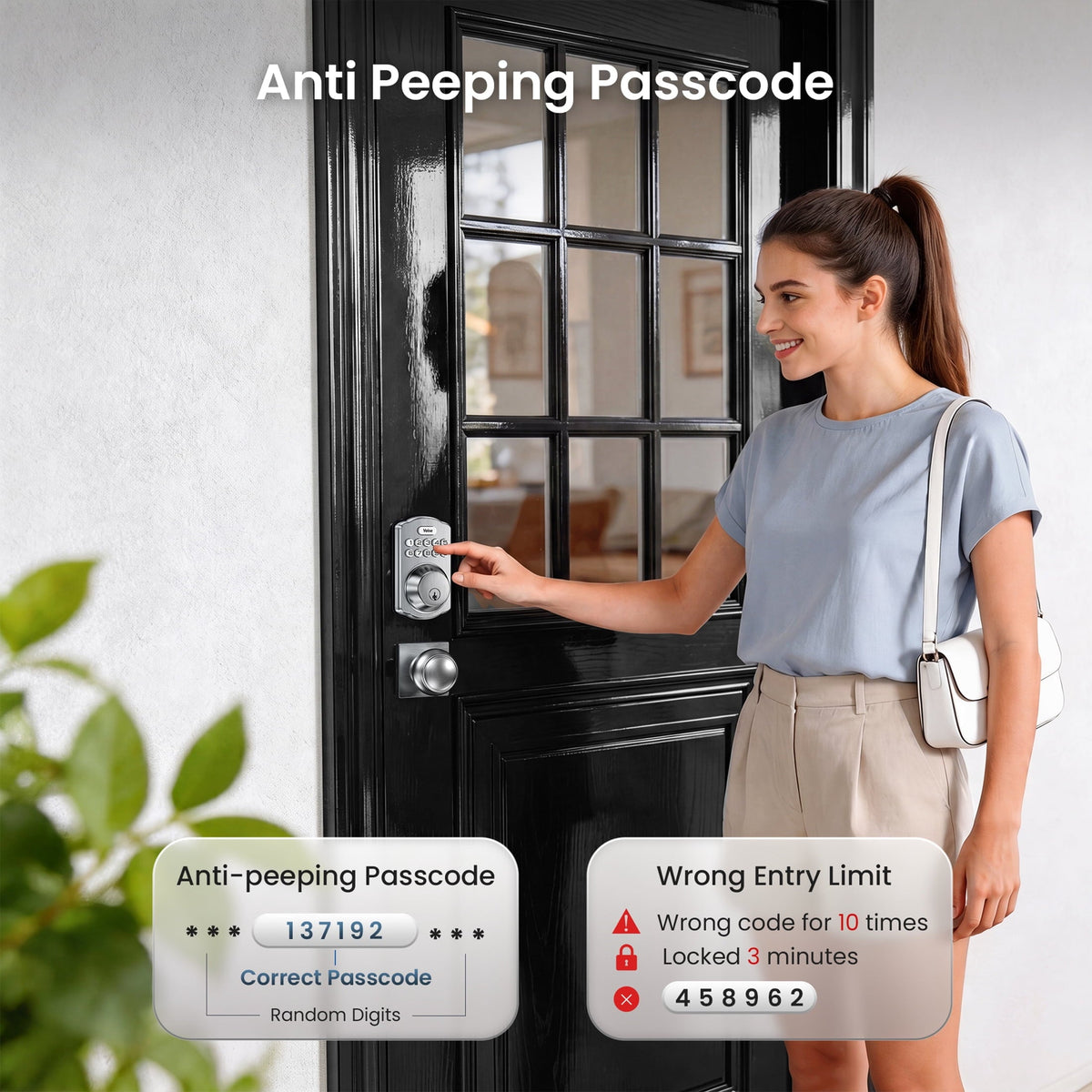 Veise Keyless Entry Door Lock with 2 Knobs Set, Electronic Keypad Deadbolt, Easy Installation Digital Smart Door Lock Set, Auto Lock, One-time Codes