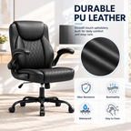 CloudRest Pro Office Chair, 400LBS Wide Seat Ergonomic Computer Desk Chair High Back Executive Leather Chair Adjustable Task Chair Lumbar Back, Black
