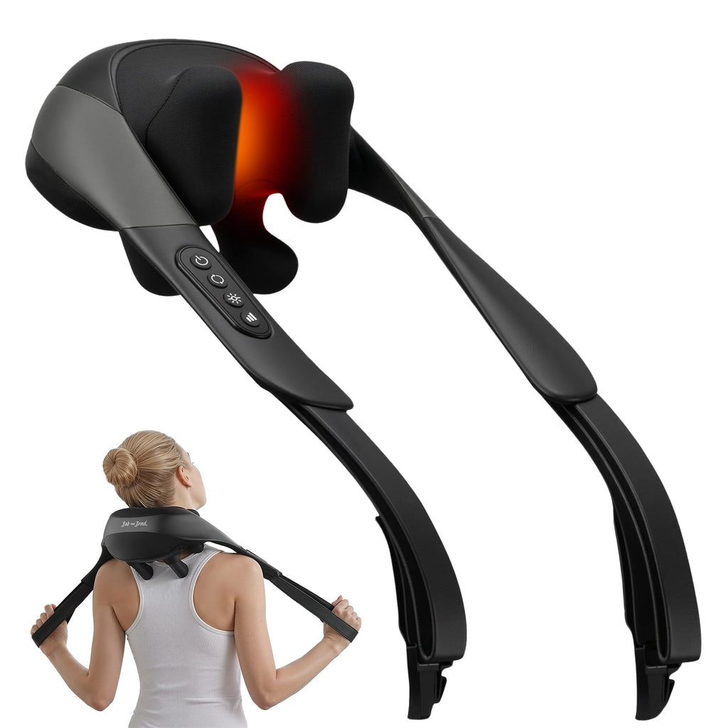 Bob and Brad Cordless 4D Shiatsu Neck Massager with Heat, 190 Min Battery, Lightweight 2.4 lbs