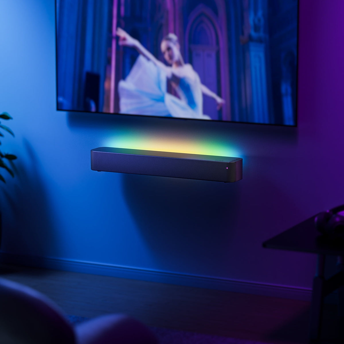 onn 20 in Bluetooth 2.1 Channel Soundbar with Multi-Color LED Lighting, Black