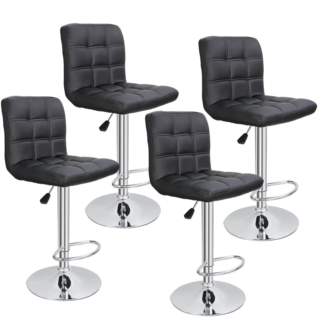 ZENY Bar Stool Set Of 4 With Soft Cushion And Metal Frame - Black