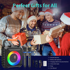 FanFun Karaoke Machine for Kids Adults , 40W Home Karaoke Speaker System with TV Connection, 6.5'' Bluetooth Speaker with 2 Mics, Dj Light, T17-T