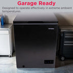 Frigidaire 5.0 Cu. ft. Garage-Ready Chest Freezer, Compact Deep Freezer for Kitchen, Apartment, Small Freezer for Bulk Storage, Black Granite