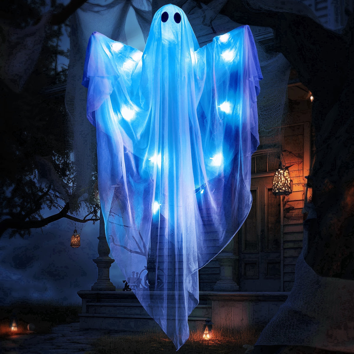 Joyfy 47" Halloween Hanging Light up Ghost Decorations Outdoor